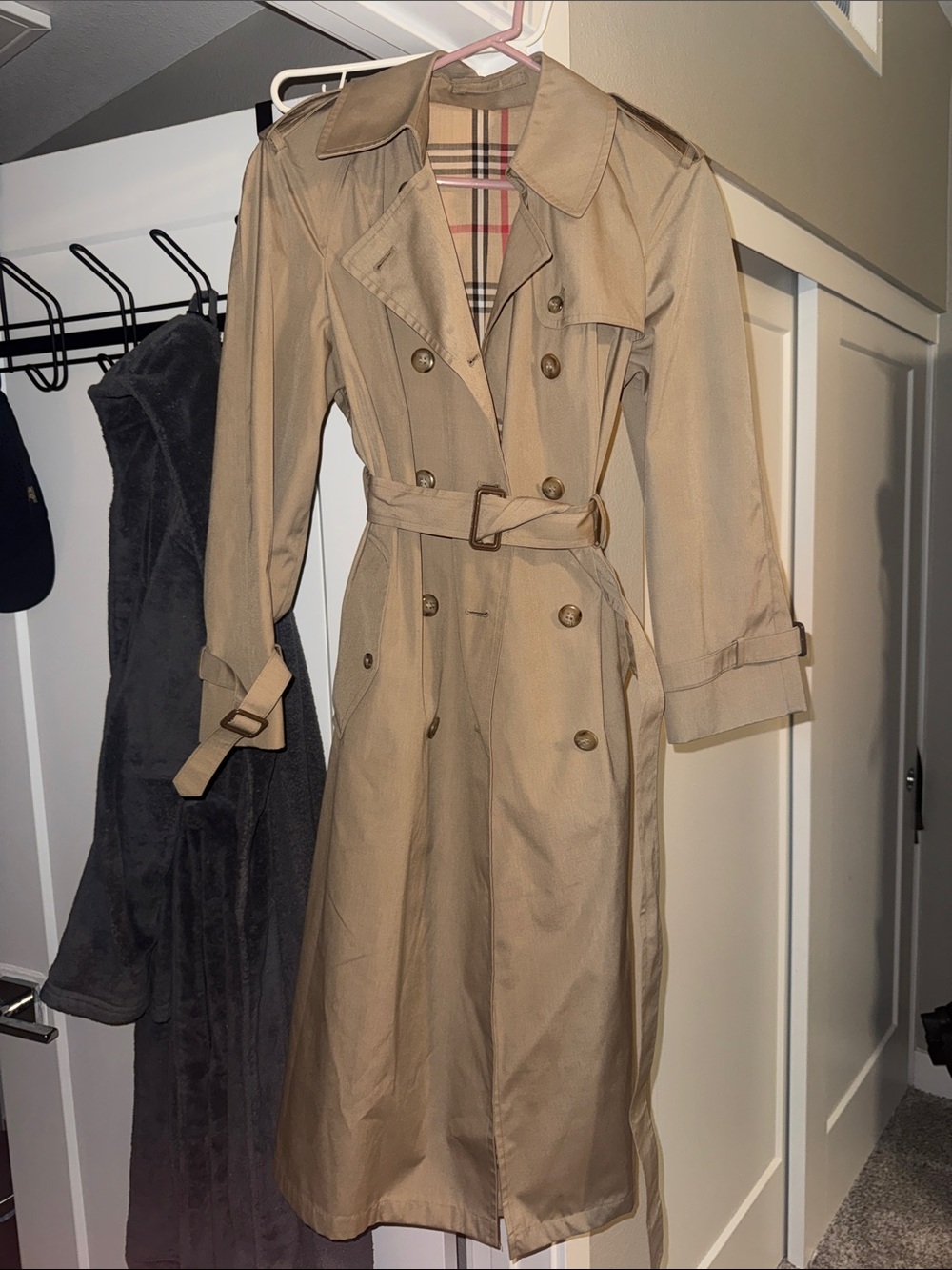 Classic Khaki Trench Coat with Belted Waist